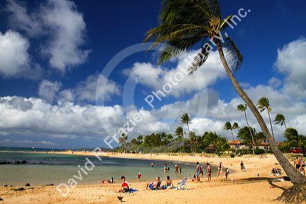 Poipu Beach Park on the southern coast of Kauai island, Hawaii, USA.