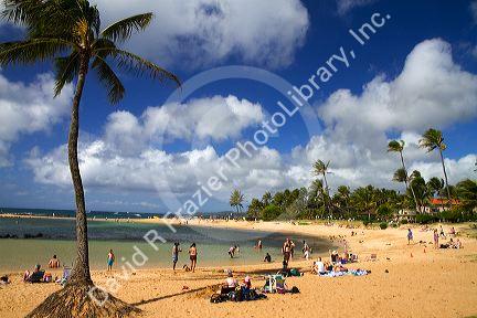 Poipu Beach Park on the southern coast of Kauai island, Hawaii, USA.