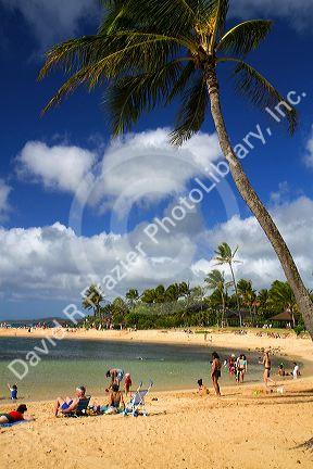 Poipu Beach Park on the southern coast of Kauai island, Hawaii, USA.