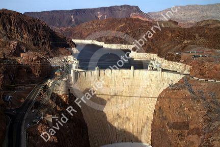 The Hoover Dam located in the Black Canyon of the Colorado River on the border between Arizona and Nevada, USA.