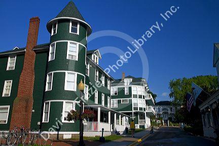 Historic building on Mackinac Island located in Lake Huron, Michigan, USA.