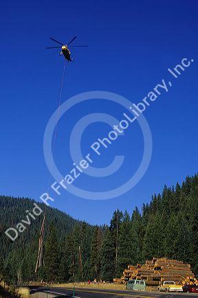 A helicopter used for logging in the Boise National Forest, Idaho.