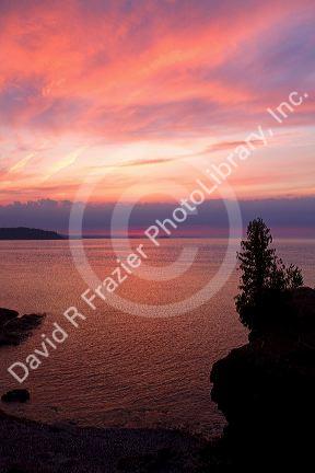 Sunset on Lake Superior at Marquette, Michigan, USA.