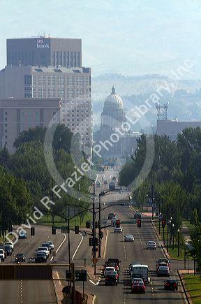 Air pollution from forest fires in Boise, Idaho, USA.