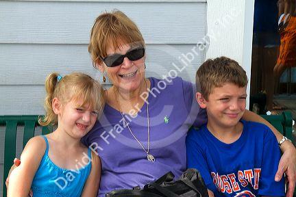 Grandmother visiting with her grand children in Tampa, Florida, USA.