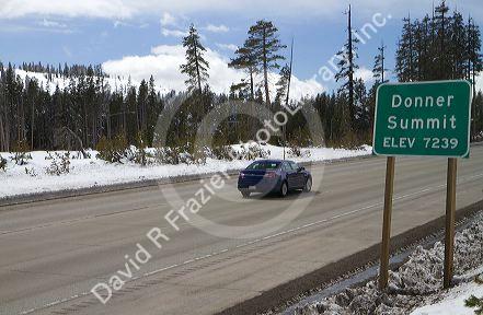 Donner Pass summit on Interstate 80, California, USA.