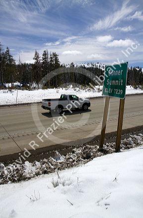 Donner Pass summit on Interstate 80, California, USA.