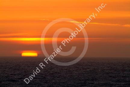 Sunset on the pacific ocean at Newport, Oregon, USA.