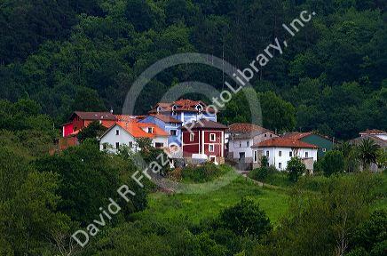 Colorful houses near Las Rozas, Asturias, Spain.