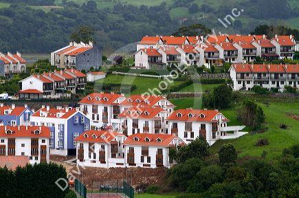 Modern condominiums at San Vicente de al Barquera, Cantabria, Spain.