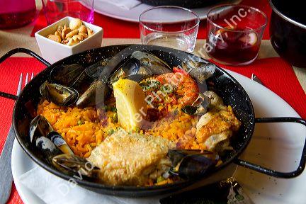 Paella served at a restaurant at Bidart in the Basque province of Labourd, southwestern France.