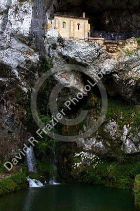 The Holy Cave of Covadonga located in Asturias, northern Spain.