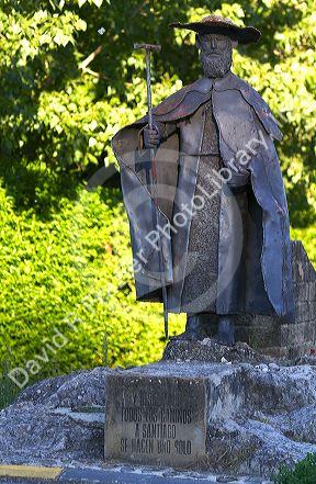 A statue of St. James along the Way of St. James pilgrimage route, Navarra, Spain.