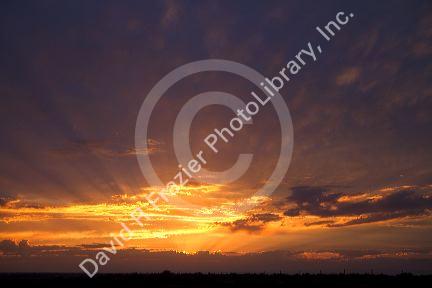 Sunset near Burley, Idaho, USA.