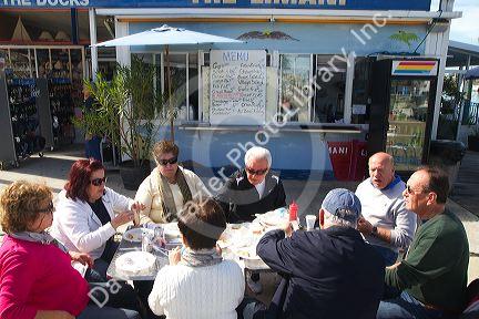 Greek food restaurant The Limani, located on the sponge docks in Tarpon Springs, Florida, USA.