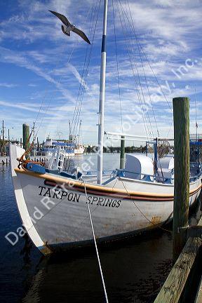 Sponge diving boats on the waterfront at Tarpon Springs, Florida, USA.