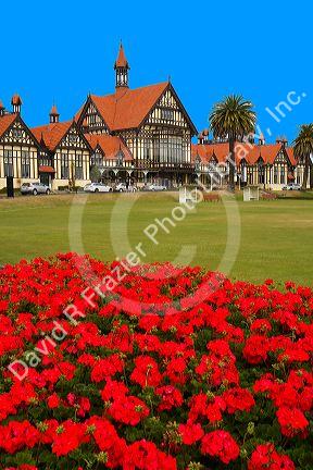 The Rotorua Museum of Art and History located in the Government Gardens in Rotorua, Bay of Plenty, North Island, New Zealand.