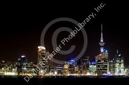 The night cityscape of Auckland, North Island, New Zealand.