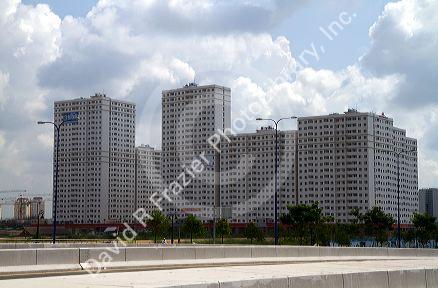 Public housing apartment buildings in Ho Chi Minh City, Vietnam.