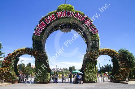 Entrance to the Da Lat Flower Park in Da Lat, Vietnam.