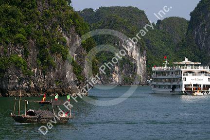 Tour boats in Ha Long Bay, Vietnam.