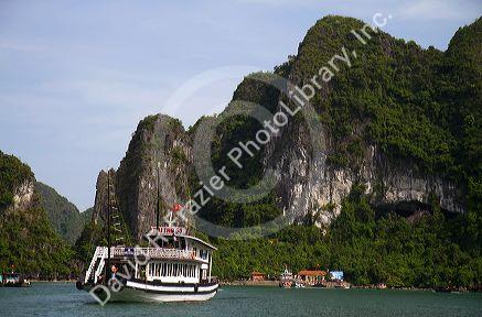 Tour boats in Ha Long Bay, Vietnam.