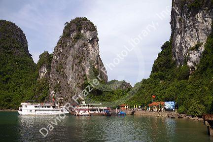 Tour boats in Ha Long Bay, Vietnam.