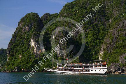 Tour boat in Ha Long Bay, Vietnam.