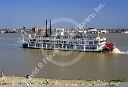 Paddlewheeler riverboat Natchez on the Mississippi River in New Orleans, Louisiana.