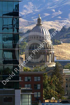 Idaho state capitol building in downtown Boise, Idaho, USA.