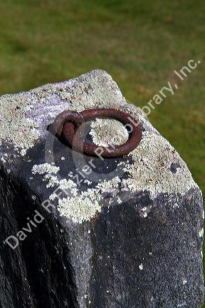 Hitching post outside the meeting house in Rockingham, Vermont, USA.