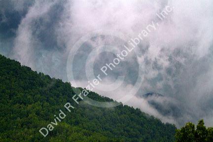 Storm clouds build over the Blue Ridge Mountains at Nantahala Lake, North Carolina, USA.