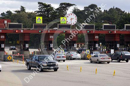 The toll gates at the Golden Gate Bridge, San Francisco, California.