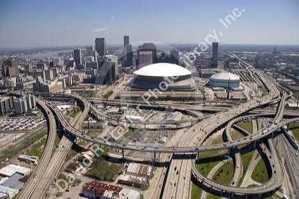 Interstate 10 and US 90 freeway interchange in New Orleans, Louisiana.