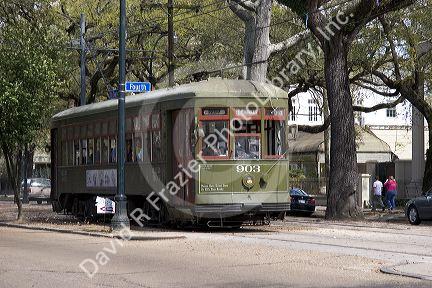Street car trolley in New Orleans, Louisiana.