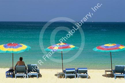 A beach scene on Phuket island Thailand.