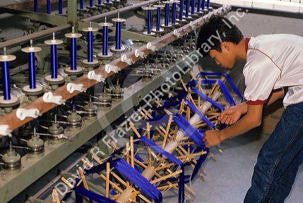 Weaving silk cloth in Thailand.