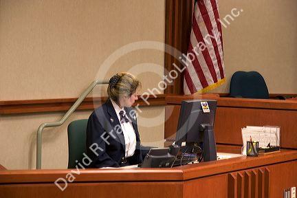 Court room scene with judge in Boise, Idaho.
