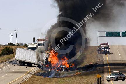 An automobile accident on Interstate 40 east of Moriarty, New Mexico.