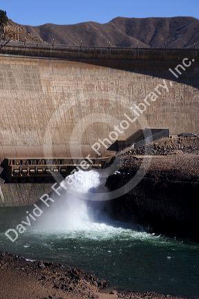 Water pours out of a valve in the Arrowrock Dam in Idaho.
