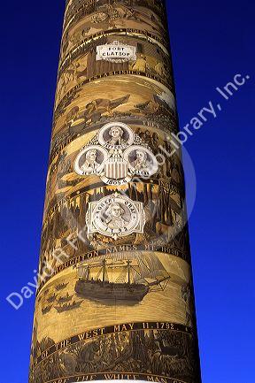 Lewis and Clark history shown on the Astoria Column in Astoria, Oregon.