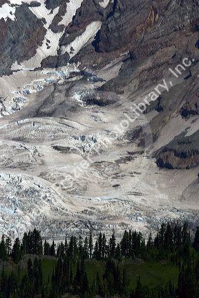 Glacier fields on Mt. Rainier in Mt. Rainier National Park, Washington.