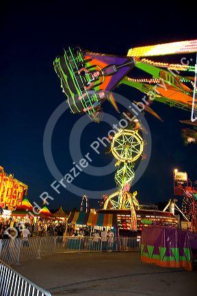 Children on a  thrill ride at the Iowa state fair in Des Moines.
