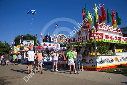 Food stands at the Iowa state fair in Des Moines.