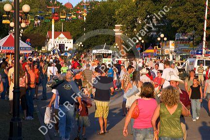 Crowds of people at the Iowa state fair in Des Moines.