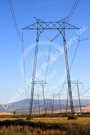 Electric power transmission lines near Richvale, California.