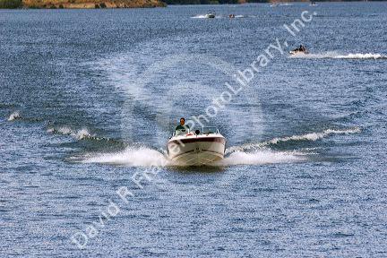 Boating on Luck Peak Lake near Boise, Idaho.