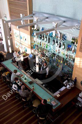 A view of the bar in The Cliff House Restaurant on the San Francisco Coast, California.