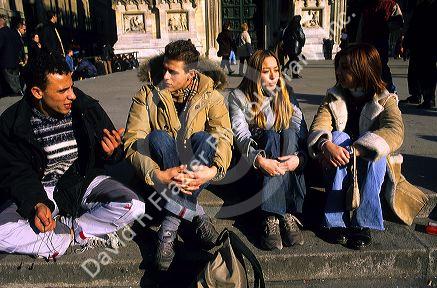 Italian students in Milan, Italy.