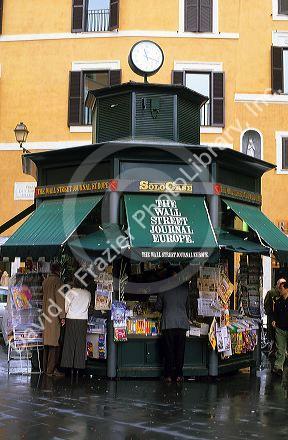 A news kiosk in Rome, Italy.